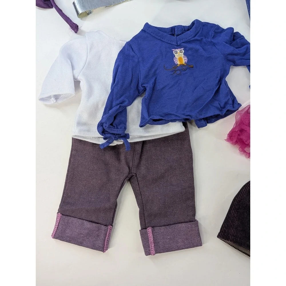 PINKS & PURPLES OUTFITS🇺🇸American Girl Doll Jeans Hair Accessories Purse LOT 8